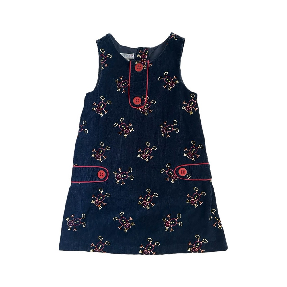Samantha Says Navy Embroidered Corduroy Pinafore Dress